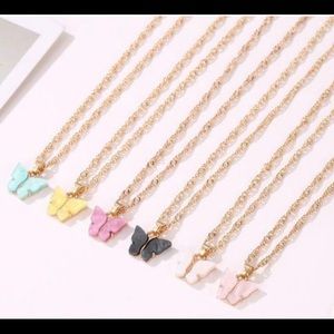 Butterfly necklace and studs